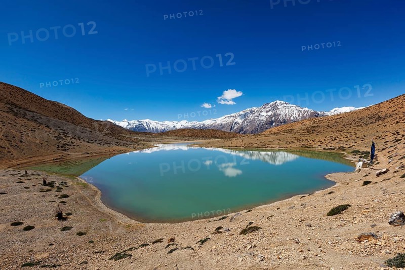 Dhankar Lake in Spiti Valley in Himalayas, Himachal Pradesh, India, Asia