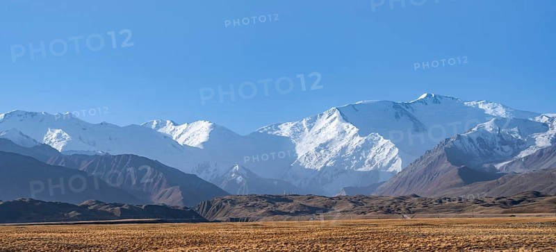 Snow-capped mountains, Pamir Mountains with Lenin Peak, high mountains, Transalai Range, Alay District, Kyrgyzstan, Asia