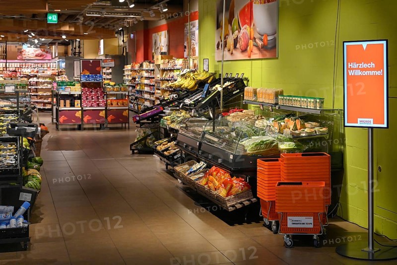 Migros entrance Härzlech Willkomme, Switzerland, Europe
