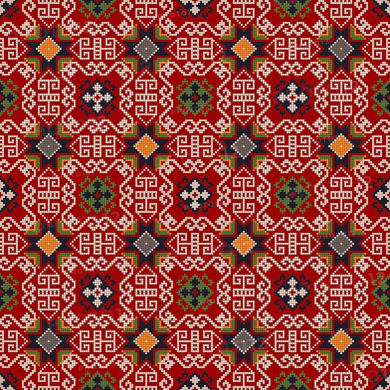 Traditional Georgian folk art embroidery vector pattern