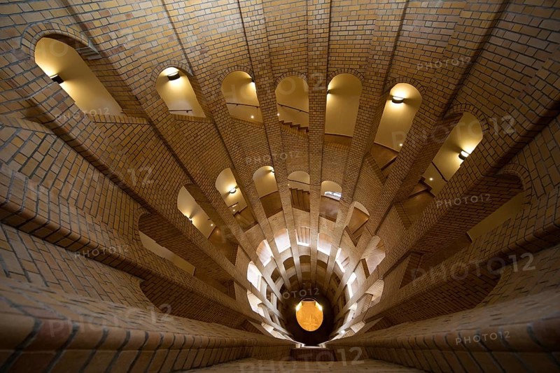 Interior photograph, view from top to bottom, bell tower, Franzoesischer Dom, Gendarmenmarkt, Berlin, Germany, Europe