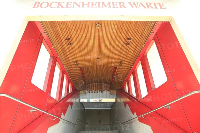 Entrance stairs to Bockenheimer Warte underground station, Bockenheim, Main, Frankfurt, Hesse, Germany, Europe