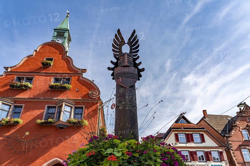 Fountain in front of the old town hall in Lahr/Black Forest, Baden-Württemberg, Germany, Europe