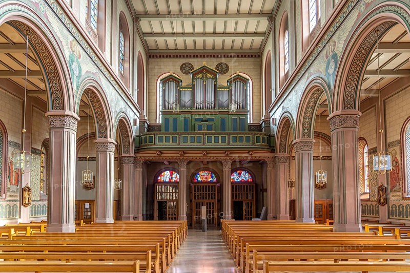Interior and organ of the Church of St Peter and Paul in Lahr/Black Forest, Baden-Württemberg, Germany, Europe