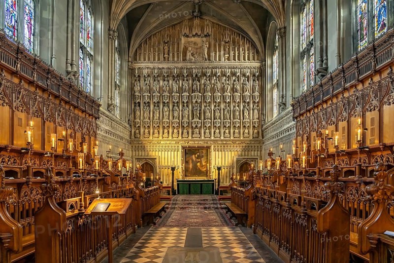 Interior of the chapel of Magdalen College in Oxford, Oxfordshire, England, Great Britain