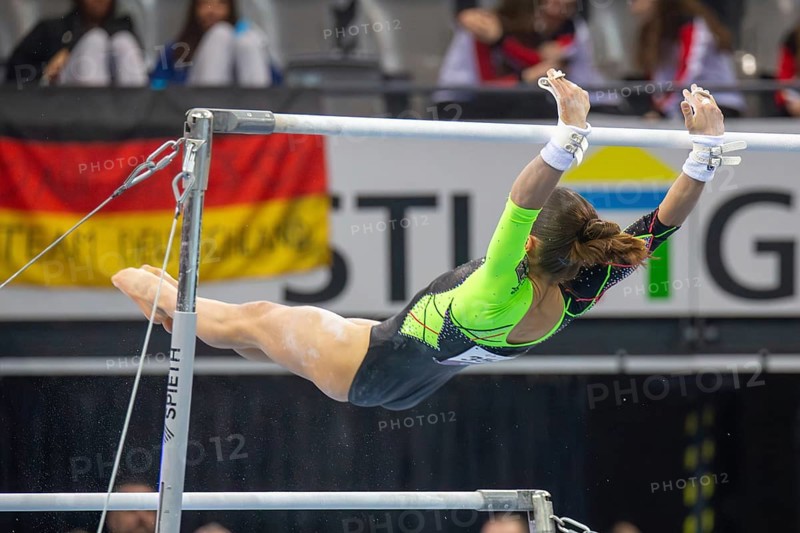 EnBW DTB-Pokal Stuttgart 2025, Mixed Cup***Janoah Müller warming up on the uneven bars