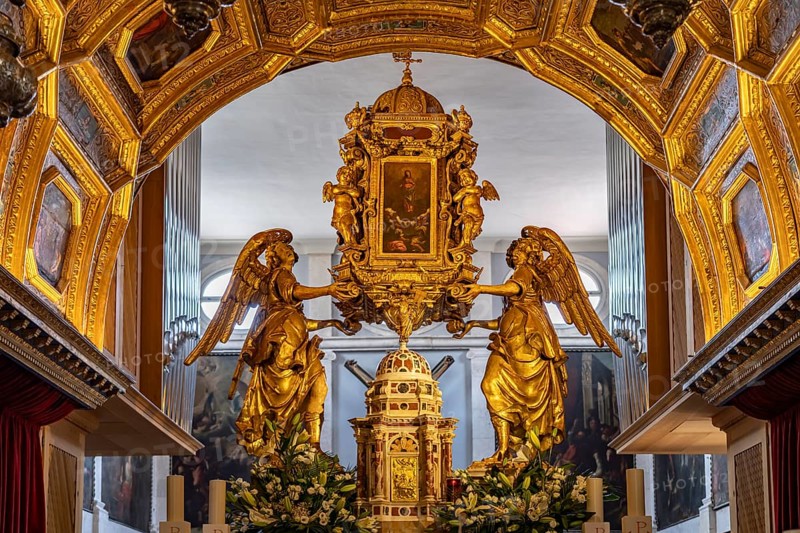 Main altar in the interior of the Cathedral of St Domnius in Split, Croatia, Europe