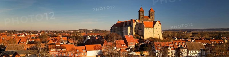 Castle hill ensemble with St Servatius collegiate church on the castle hill above the old town, Quedlinburg, Saxony-Anhalt, Germany, Europe