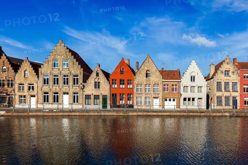 Typical European wallpaper, Europe cityscape view canal and medieval houses. Bruges (Brugge), Belgium, Europe