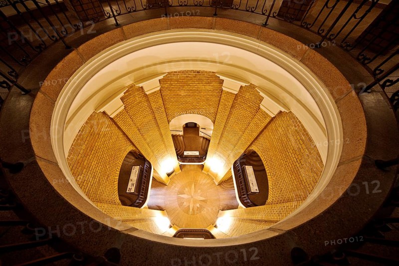 Interior photograph, view from top to bottom, bell tower, French Cathedral, Gendarmenmarkt, Berlin, Germany, Europe