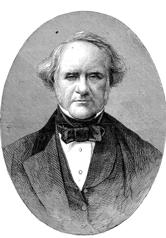 George Peabody, 18 February 1795, 4 November 1869, was a businessman and investment banker, as well as the greatest philanthropist of his time in the United States and Great Britain, Historic, digitally restored reproduction of a 19th century original, exact original date unknown
