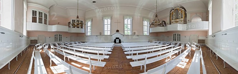 Church Herrnhuter Brüdergemeinschaft Königsfeld Interior Panorama Germany