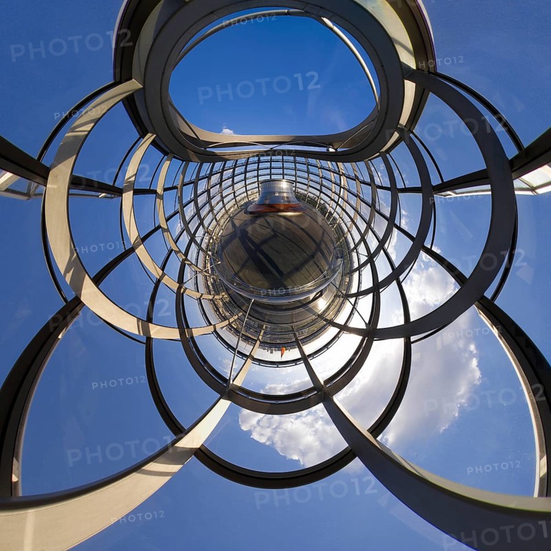 Reichstag dome in the display form Small Planet, Berlin, Germany, Europe