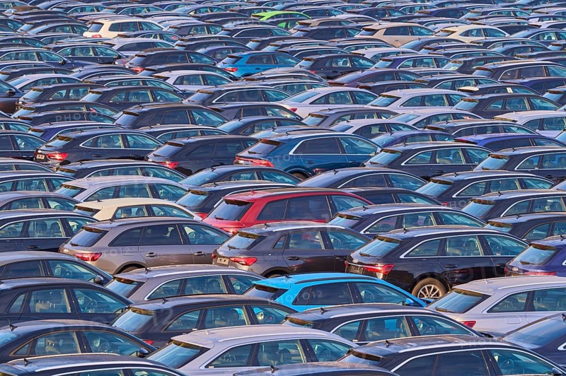 Large number of cars on assembly point, Brand Audi, Germany, Europe