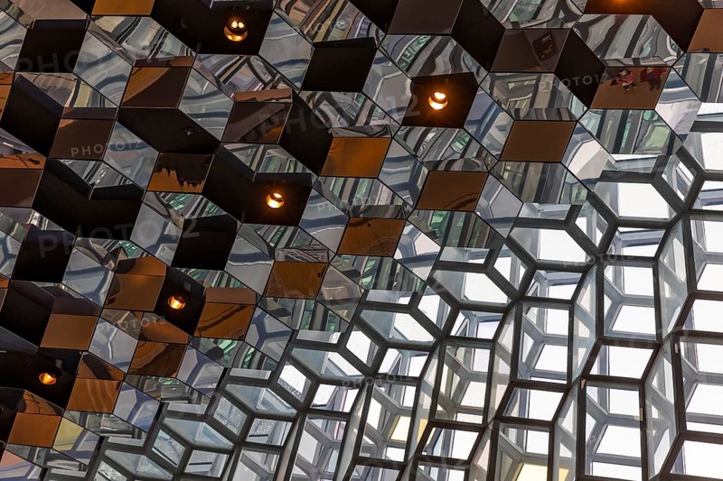 Harpa Concert Hall and Congress Centre, interior view, artistic modern architecture, Reykjavik, Reykjanes Peninsula, Sudurnes, Iceland, Europe
