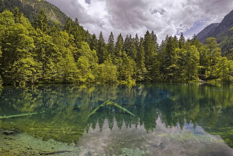 Christlessee, a mountain lake in the Trettachtal valley, near Oberstdorf, Oberallgäu, Allgäu, Bavaria, Germany, Europe