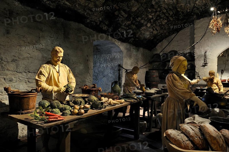 The Great Kitchens dramatically bring to life how sumptuous banquets were prepared in the time of James IV at Stirling Castle, Scotland, UK