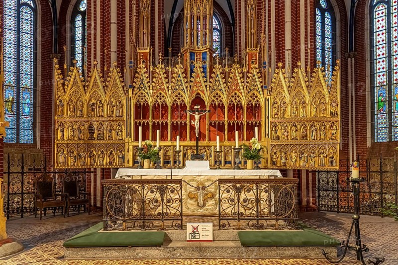 High altar of the Doberan Minster in Bad Doberan, Mecklenburg-Vorpommern, Germany, Europe