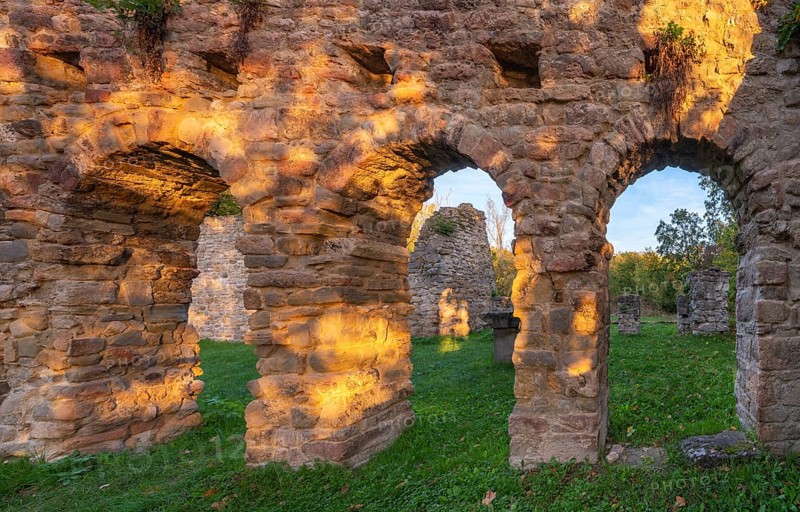 Ruins of St Cyriac's Church near Camburg, St Cyriac's Ruins, oldest church ruins in Thuringia, Dornburg-Camburg, Saale Valley, Thuringia, Germany, Europe