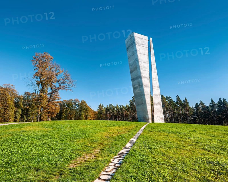 Observation tower on the Mittelberg at the site where the Nebra Sky Disc was found in autumn, Saxony-Anhalt, Germany, Europe