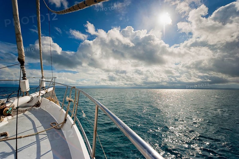 Sailing, sailing ship in the evening sun, backlight, sky, beautiful weather, atmosphere, journey, holiday, sea, dream holiday, dream trip