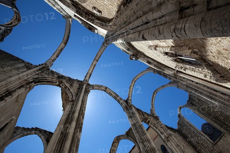 Ruins of the monastery church of the former convent of the Carmelite order, Convento do Carmo, Chiado district, Lisbon, Portugal, Europe