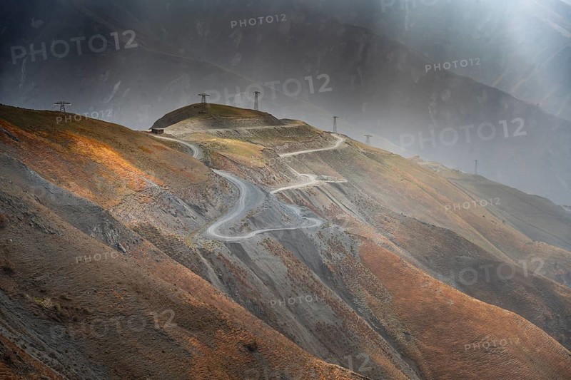 Mountain road, mountain pass from Kazarman to Jalalabad, Naryn region, Kyrgyzstan, Asia