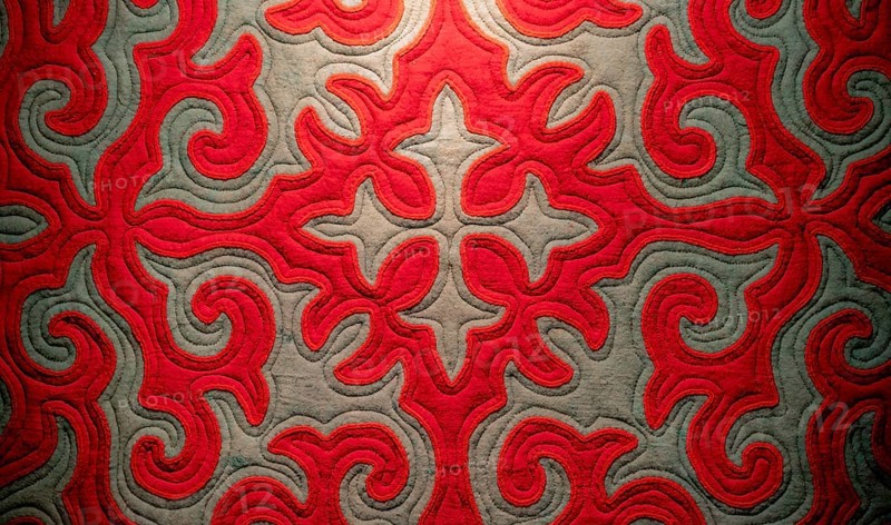 Traditional carpet with pattern, exhibition in the State History Museum, interior view, Bishkek, Kyrgyzstan, Asia
