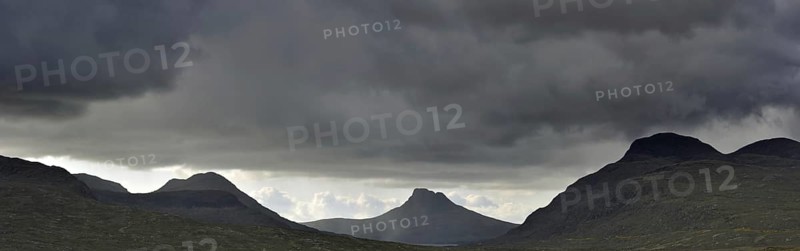 Highland scenery with rain clouds at Assynt, Sutherland, Scotland, UK