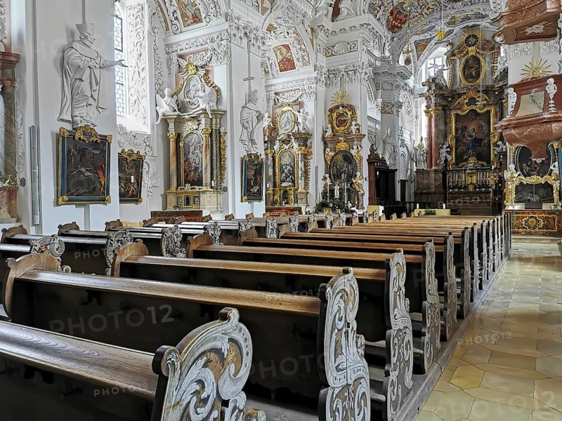 Interior of the collegiate church of Speinshart Monastery, abbey of the Premonstratensian Order, Neustadt an der Waldnaab district, Upper Palatinate, Bavaria, Germany, Europe