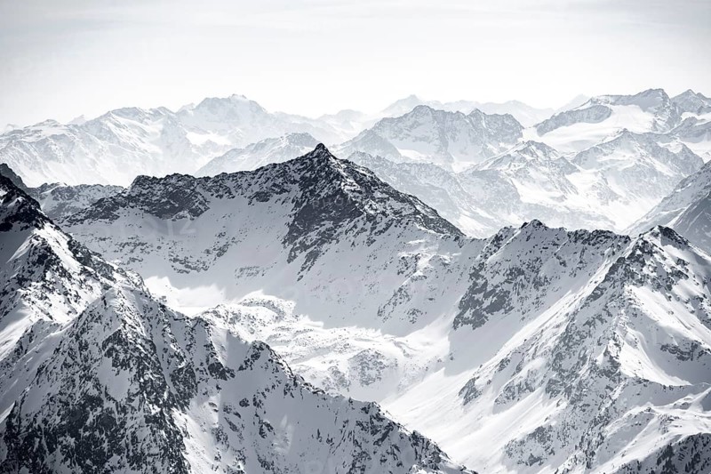 Peaks and mountains in winter, Sellraintal, Stubai Alps, Kühtai, Tyrol, Austria, Europe