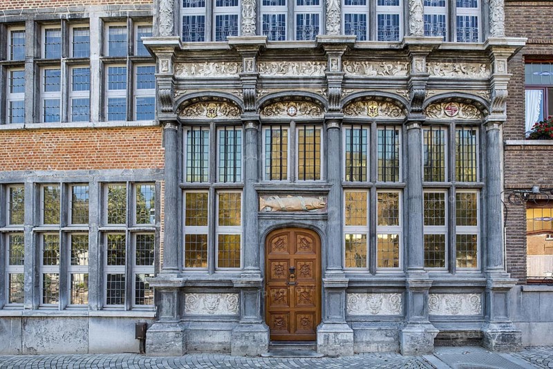 In Den Grooten Zalm, The Salmon, house of the Fishermans' Guild at the Zoutwerf in the city Mechelen, Malines, Antwerp, Flanders, Belgium, Europe