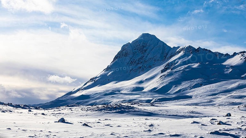 Snow-covered peak of Haafiall Mountain, near Akureyri, Northern Iceland Eyestra, Iceland, Europe