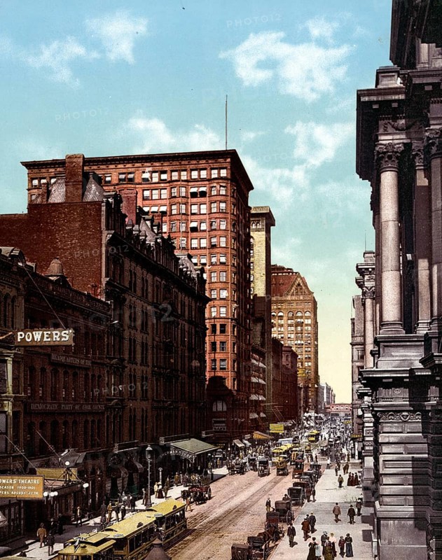 Randolph Street East, seen from La Salle, Chicago, United States, 1890, Historic, digitally restored reproduction from a 19th century original Randolph Street East, seen from La Salle, United States, Historic, digitally restored reproduction from a 19th century original, North America