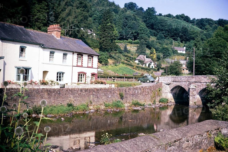 Dulverton village in Exmoor National Park, Somerset, England, 1967 Bridge over the River Barle