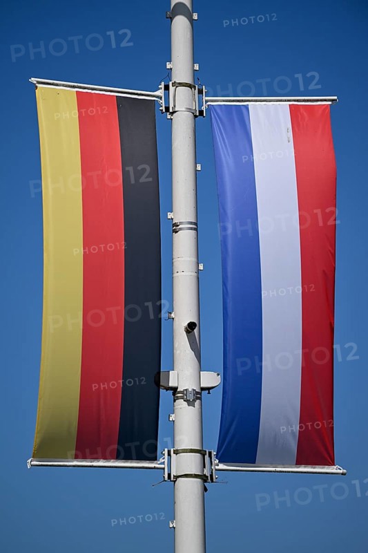 French and German flag, Verdun, Grand Est region, France, Europe
