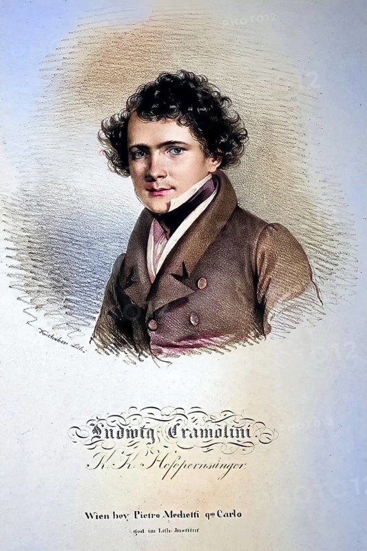 Ludwig Joseph Cramolini, actually Ludwig Joseph Kramolin (20 March 1805 in Vienna, Austrian Empire - 28 October 1884 in Darmstadt) was an Austrian opera singer (tenor) and director, Historic, digitally restored reproduction from a 19th century original, Record date not stated
