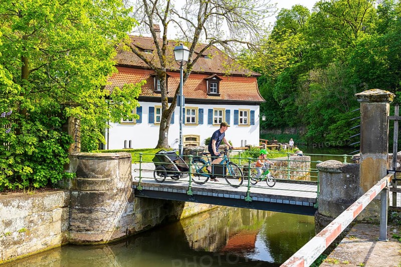 Walkmühle on the Ludwig-Main-Danube Canal, Bamberg, Bavaria, Germany, Europe