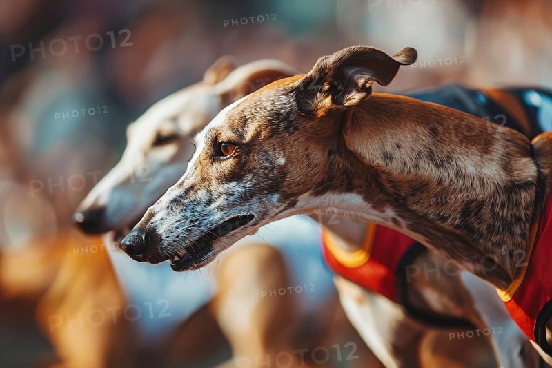 Greyhound dogs running in race, Generative AI, AI generated
