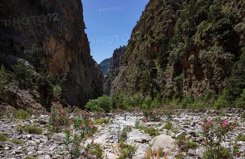 Hiking trail through the Samaria Gorge, south coast, Crete, Greece, Europe
