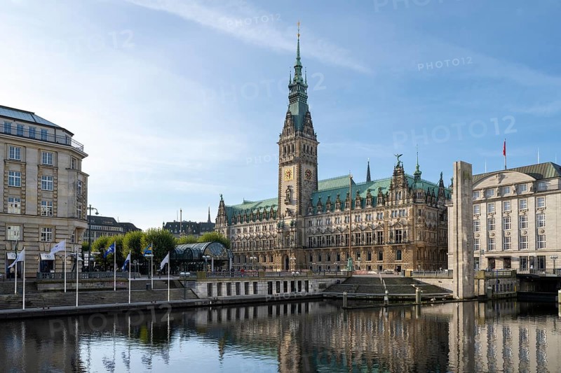 City Hall, State Government, North German Renaissance, Alsterfleet, Hamburg, Germany, Europe