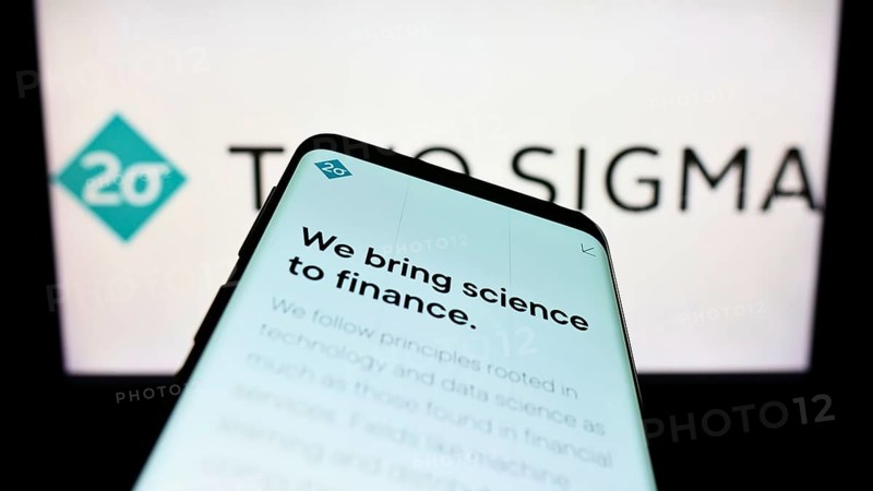 Stuttgart, Germany, 09-04-2022: Smartphone with webpage of American hedge fund company Two Sigma Investments LP on screen in front of logo. Focus on top-left of phone display, Europe