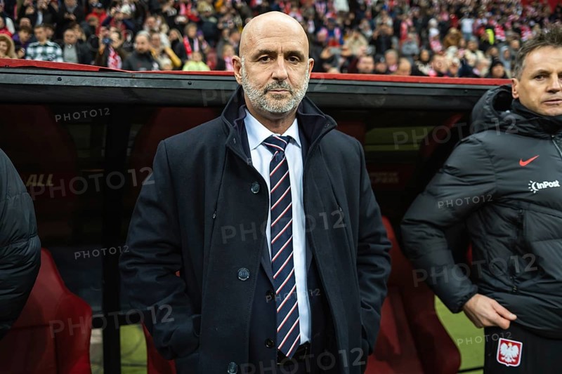 WARSAW, POLAND - NOVEMBER 17, 2023: Qualifications for UEFA Euro 2024. Match Poland - Czech Republic 1:1. Michal Probierz head coach of Poland