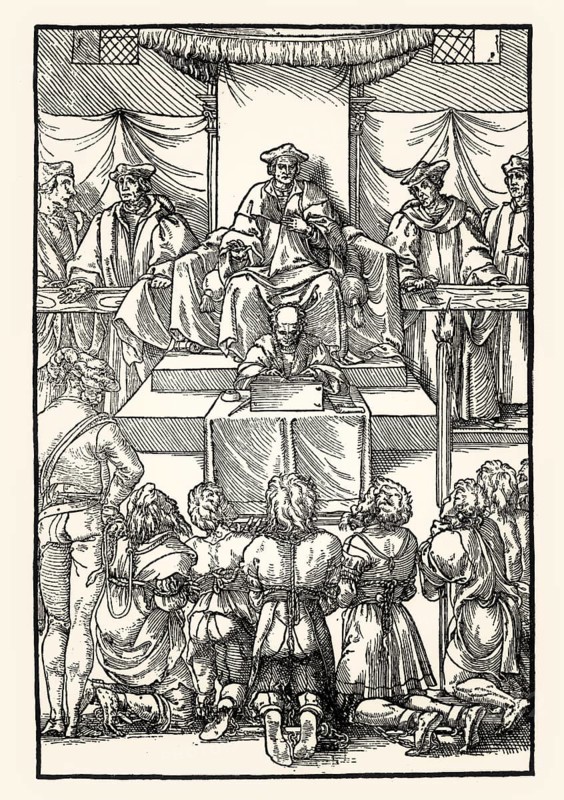 Praxis criminis persequendi, Conviction of the accused, 1541, by Geoffroy Tory, facsimile of the 19th century