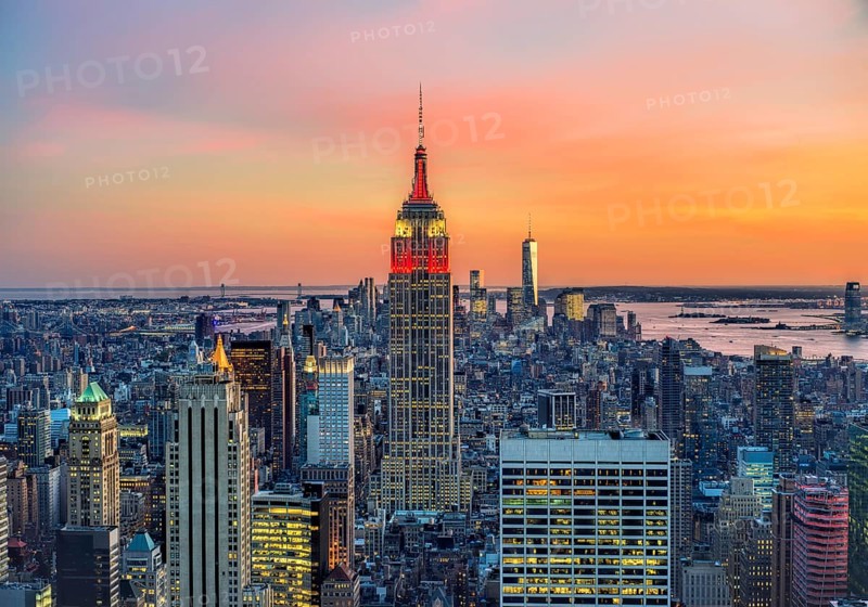 New York. Manhattan. Elevated view at sunset