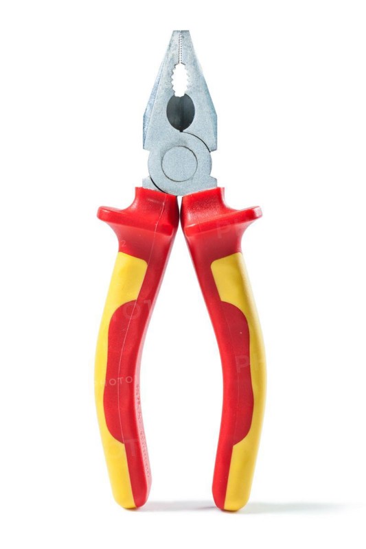 Insulated pliers with yellow-red handles
