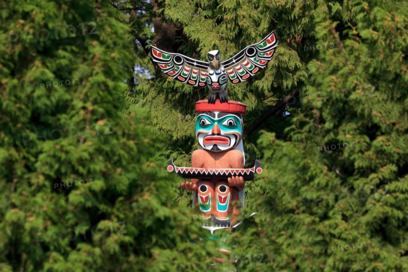 Totem pole in Stanley Park in Vancouver Canada