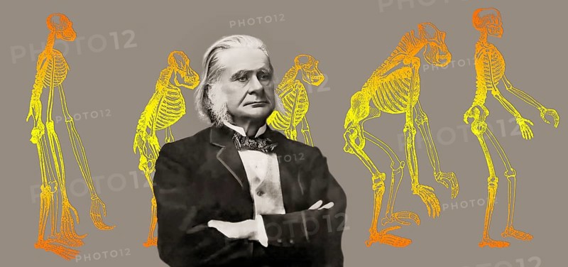Portrait of Thomas Henry Huxley, 1825 – 1895, English biologist and anthropologist, specialized in comparative anatomy, frontispiece to his book „Evidence as to Man's Place in Nature“, 1863, digitally edited
