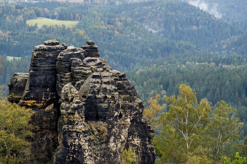 Autumn in the Elbe Sandstone Mountains Bad Schandau Schrammsteine Region