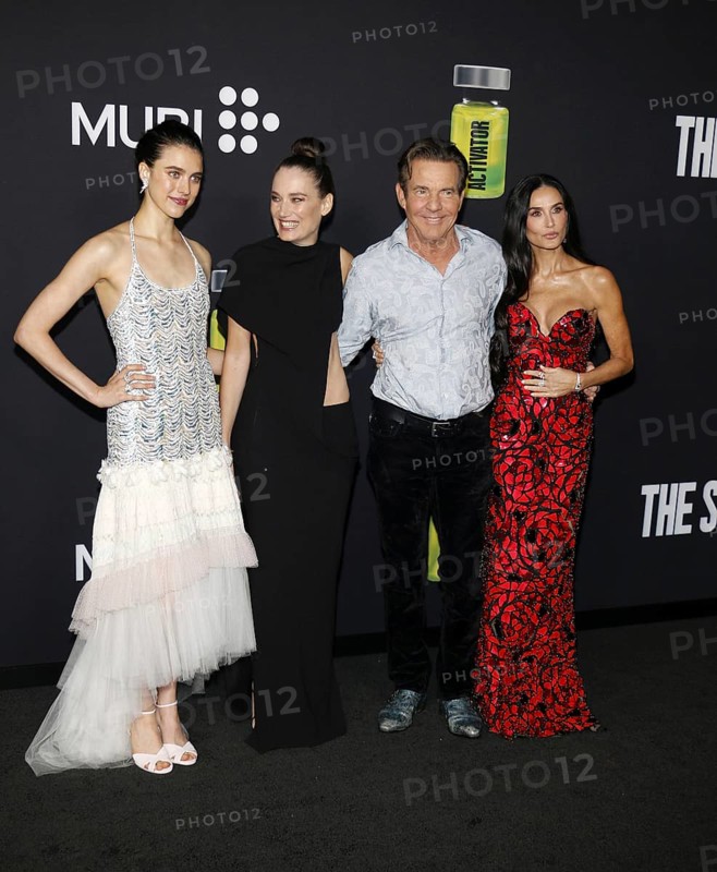 Margaret Qualley, Coralie Fargeat, Dennis Quaid and Demi Moore at the Los Angeles premiere of 'The Substance' held at the DGA Theater in Hollywood, USA on September 16, 2024., Los Angeles, California, USA, North America
